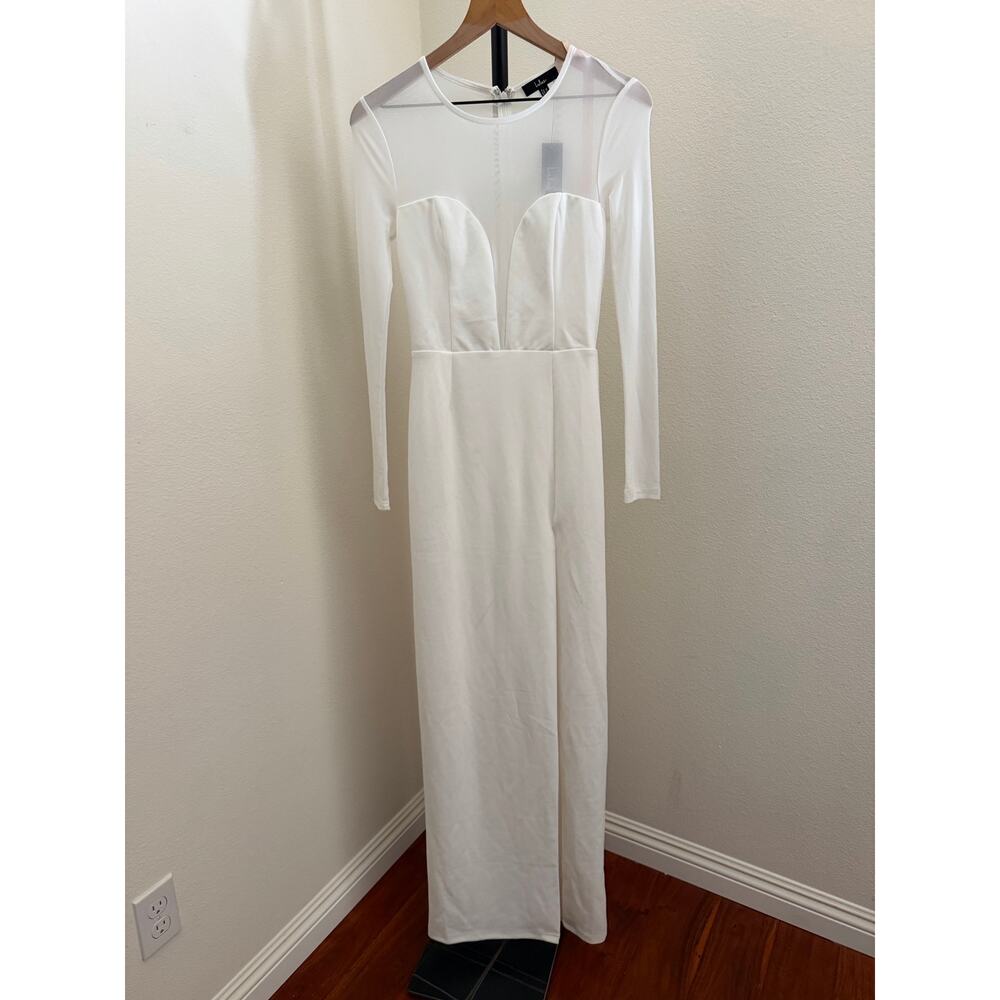 Lulus White illusion long sleeve Maxi Dress XS - Picture 2 of 5